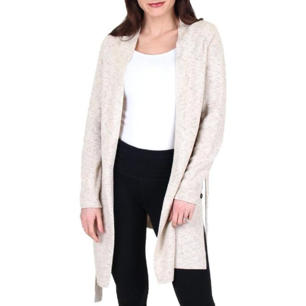 Nic + Zoe Speckled-Almond Belted Long Cardigan Sz-S NWT - Picture 4 of 5